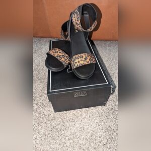 NWOT MIA Women's Leopard Print Sandals - Black and Brown